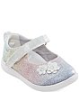 Color:Silver Multi - Image 1 - Girls' Holly SR Adaptive Sparkle Flower Detail Mary Janes (Toddler)