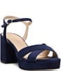 Stuart Weitzman Dayna 80 Suede Ankle Strap Platform Block Heel Sandals - Image 1