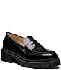 Stuart Weitzman Hudson Lite High Shine Leather Block Heel Penny Loafers - Image 1