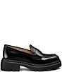 Stuart Weitzman Hudson Lite High Shine Leather Block Heel Penny Loafers - Image 2