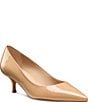 Stuart Weitzman Stuart Power 50 Patent Leather Pointed Toe Kitten Heel Pumps - Image 1
