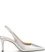 Stuart Weitzman Stuart Power 75 Metallic Leather Slingback Pointed Toe Pumps - Image 2