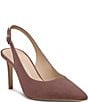 Stuart Weitzman Women's Stuart Power Slingback 75 Suede Pointed Toe Pumps - Image 1