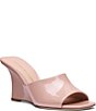 Stuart Weitzman Vinnie 85 Pearlized Patent Leather Wedge Square Toe Slides - Image 1