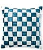 Studio D Checkered Accent Decorative Square Pillow, Color:Blue - Image 1