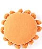 Color:Orange - Image 1 - Pom Pom Trimmed Round Pillow