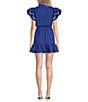 Sugarlips Alina Split V-Neck Ruffle Cap Sleeve Poplin Mini Shift Dress - Image 2