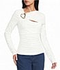 Sugarlips Ania Asymmetric Buckle Neck Long Sleeve Ruched Top - Image 1
