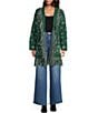 Sugarlips Bandana Fringe Shawl Collar Belted Open Front Cardigan, Color:Emerald Multi - Image 4