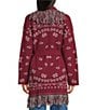 Sugarlips Bandana Fringe Shawl Collar Belted Open Front Cardigan, Color:Burgundy Multi - Image 2