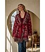 Sugarlips Bandana Fringe Shawl Collar Belted Open Front Cardigan, Color:Burgundy Multi - Image 5