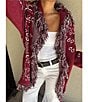 Sugarlips Bandana Fringe Shawl Collar Belted Open Front Cardigan, Color:Burgundy Multi - Image 6