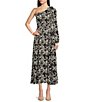 Color:Oatmeal-Black - Image 1 - Bona Vista Marleny Floral Print Asymmetric One Shoulder Maxi Dress