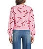 Sugarlips Candy Cane Crew Neck Long Sleeve Front Tie Sweater - Image 2