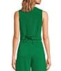 Color:Kelly Green - Image 2 - Chelsea Button Up Cropped V Neck Sleeveless Coordinating Vest