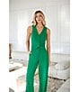 Color:Kelly Green - Image 5 - Chelsea Button Up Cropped V Neck Sleeveless Coordinating Vest
