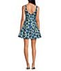 Sugarlips Cielo Floral Jacquard Scoop Neck Sleeveless Mini Dress, Color:Emerald Blue - Image 2