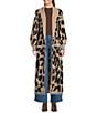 Sugarlips City Girl Leopard Print Shawl Neck Patch Pocket Open Front Duster Cardigan, Color:Tan-Black - Image 1