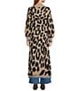 Sugarlips City Girl Leopard Print Shawl Neck Patch Pocket Open Front Duster Cardigan, Color:Tan-Black - Image 2