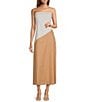 Sugarlips Colorblock Strapless Linen Blend Maxi Dress, Color:White Multi - Image 1