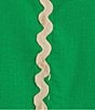 Sugarlips Coordinating Collar Neck Short Sleeve Button Down Rick Rack Trim Shirt, Color:Kelley-Green - Image 3