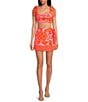 Sugarlips Coordinating Haines Town Printed High Waist Mini Crepe Wrap Skort, Color:Fuchsia Orange - Image 3