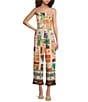 Sugarlips Coordinating Postcard Print High Waisted Wide-Leg Tassel Hem Pants, Color:Coral Multi - Image 3
