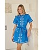 Sugarlips Dalphy Sardine Embroidered Point Collar Short Sleeve Button Down Mini Dress - Image 6
