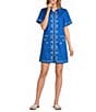 Sugarlips Dalphy Sardine Embroidered Point Collar Short Sleeve Button Down Mini Dress - Image 1
