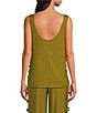 Sugarlips Devana Crew Neck Sleeveless Cut Out Coordinating Linen Tunic Top - Image 2