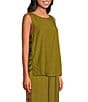 Sugarlips Devana Crew Neck Sleeveless Cut Out Coordinating Linen Tunic Top - Image 3