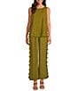 Sugarlips Devana Crew Neck Sleeveless Cut Out Coordinating Linen Tunic Top - Image 5