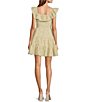 Color:White/Yellow - Image 2 - Ditsy Floral Print Ruffle Sweetheart Neck Cap Sleeve Tiered Mini Dress