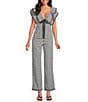 Sugarlips Dover Checker Gill Gingham Flat Front High Waist Coordinating Pants, Color:Black-White - Image 3