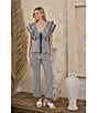 Sugarlips Dover Checker Gill Gingham Flat Front High Waist Coordinating Pants, Color:Black-White - Image 4