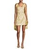 Sugarlips Duson Floral Jacquard Scoop Neck Sleeveless Bow Sash Mini Dress, Color:Champagne - Image 1