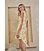 Sugarlips Duson Floral Jacquard Scoop Neck Sleeveless Bow Sash Mini Dress, Color:Champagne - Image 6