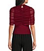 Sugarlips Fernie Overlayed Mock Neck Ruched Mesh Tank Top - Image 2