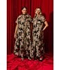 Sugarlips Floral Jacquard Dime Organza Mock Neck Short Sleeve Maxi Shift Dress - Image 4