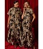 Sugarlips Floral Jacquard Dime Organza Mock Neck Short Sleeve Maxi Shift Dress - Image 6
