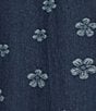 Sugarlips Floral Print Collared Neck Patch Pocket Button Front Denim Jacket, Color:Dark Denim - Image 5