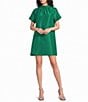 Sugarlips Heather Rhinestone Back Tie Mock Neck Short Sleeve Shift Mini Dress - Image 1