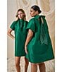 Sugarlips Heather Rhinestone Back Tie Mock Neck Short Sleeve Shift Mini Dress - Image 5