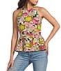 Sugarlips Helen Floral Print Halter Neck Sleeveless Peplum Top - Image 1