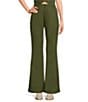 Color:Olive - Image 1 - High Waist Flat Front Flare Coordinating Pants