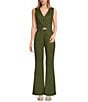 Color:Olive - Image 5 - High Waist Flat Front Flare Coordinating Pants
