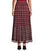 Sugarlips Isola Plaid Printed High Rise Tiered Mesh Maxi Skirt - Image 2