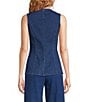 Sugarlips Jeanie Stretch Denim V-Neck Sleeveless Button Front Vest, Color:Denim Blue - Image 2
