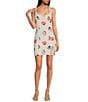 Sugarlips Kara Shells Junie Square Neck Sleeveless Mini Dress, Color:White Multi - Image 1