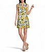 Sugarlips Lemon Lex Printed Split Collar Sleeveless Shift Mini Dress - Image 1